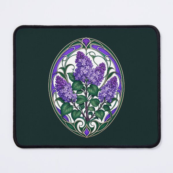 Item preview, Art Nouveau Lilac Floral Stained Style designed and sold by AntiqueImages.