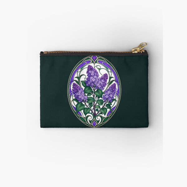 Item preview, Art Nouveau Lilac Floral Stained Style designed and sold by AntiqueImages.