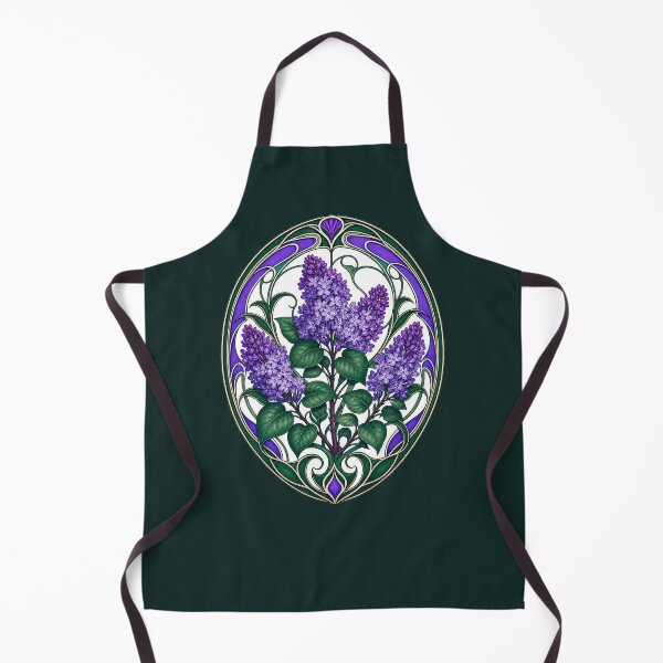 Item preview, Art Nouveau Lilac Floral Stained Style designed and sold by AntiqueImages.