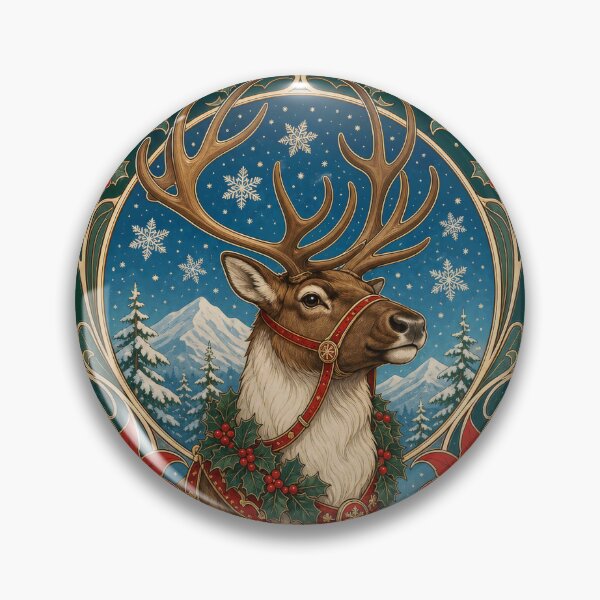 Item preview, Vintage Reindeer Art Nouveau Christmas Winter designed and sold by AntiqueImages.