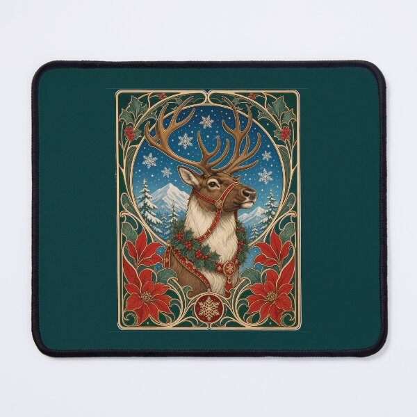 Item preview, Vintage Reindeer Art Nouveau Christmas Winter designed and sold by AntiqueImages.