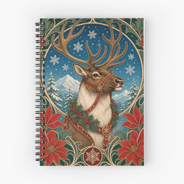 Item preview, Vintage Reindeer Art Nouveau Christmas Winter designed and sold by AntiqueImages.
