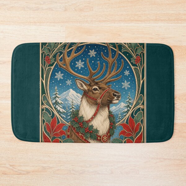 Item preview, Vintage Reindeer Art Nouveau Christmas Winter designed and sold by AntiqueImages.