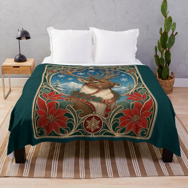Item preview, Vintage Reindeer Art Nouveau Christmas Winter designed and sold by AntiqueImages.