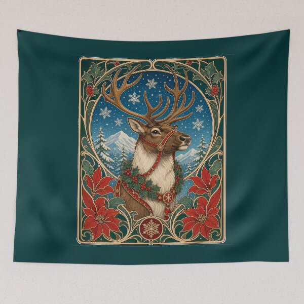 Item preview, Vintage Reindeer Art Nouveau Christmas Winter designed and sold by AntiqueImages.