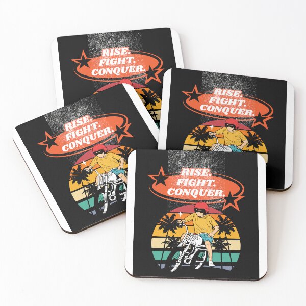 Item preview, Rise Fight Conquer Motocross Rider Vintage Sunset Quote designed and sold by Penguin Mood .