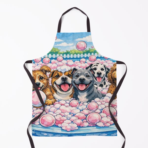 Item preview, Bubble Bath Buddies – Playful Dog Pool Party designed and sold by The Art Queen Of Michigan .