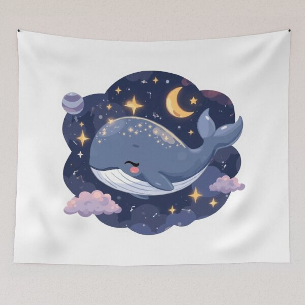Item preview, Cute Baby Cosmic Whale Kawaii Sticker | Dreamy Moon & Stars designed and sold by Stylestickers55.