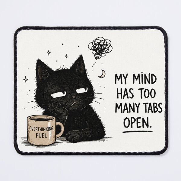 Item preview, My Mind Has Too Many Tabs Open | Overthinking Cat Design designed and sold by VibeFlowStudio.