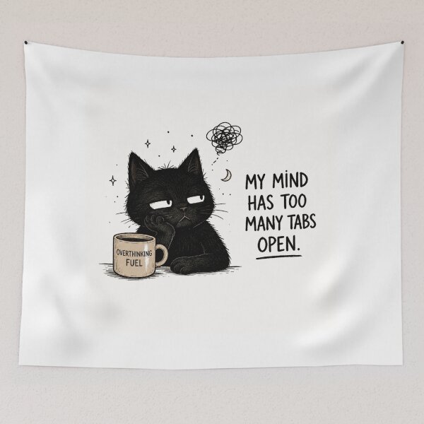 Item preview, My Mind Has Too Many Tabs Open | Overthinking Cat Design designed and sold by VibeFlowStudio.