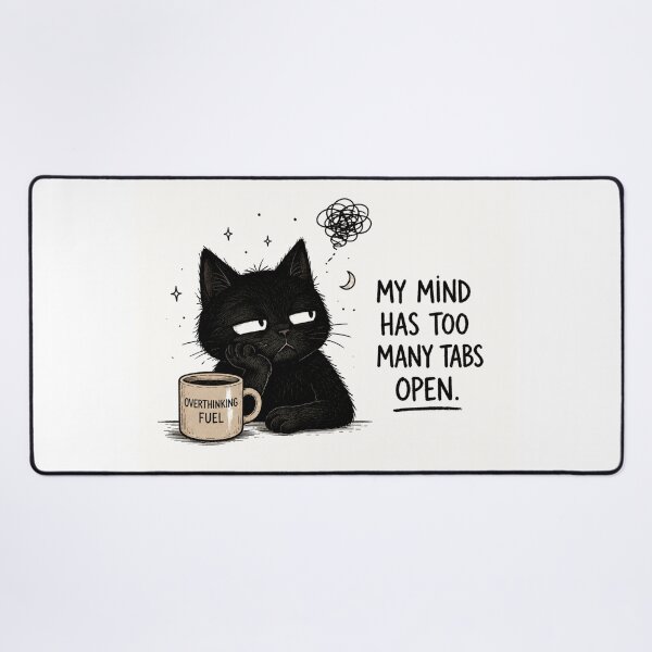 Item preview, My Mind Has Too Many Tabs Open | Overthinking Cat Design designed and sold by VibeFlowStudio.