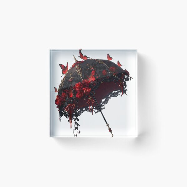 Item preview, Gothic rose parasol with butterflies designed and sold by Lilith.3x313 Vault.
