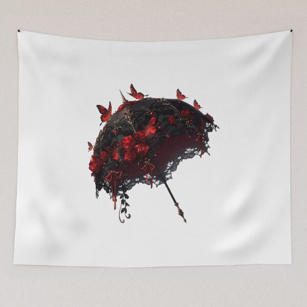 Item preview, Gothic rose parasol with butterflies designed and sold by Lilith.3x313 Vault.