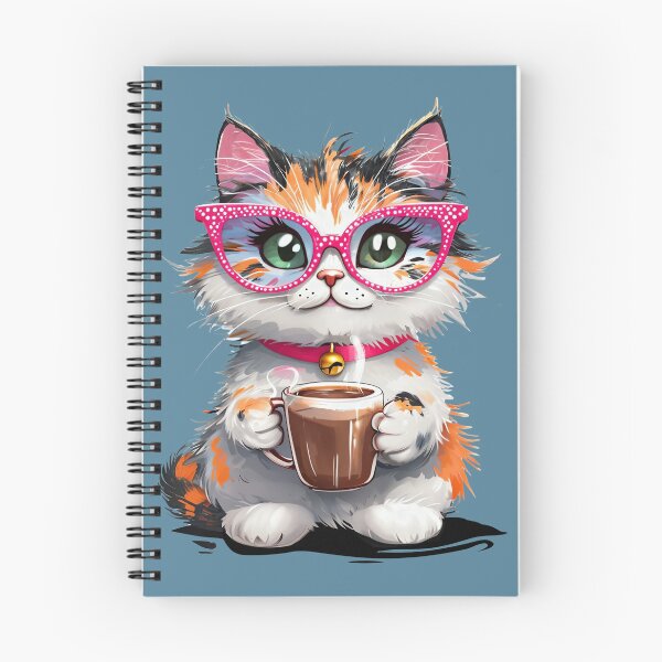 Item preview, Cat wearing colourful glasses and drinking coffee designed and sold by lucyinspace.