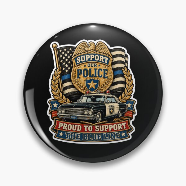 Item preview, Support Our Police Vintage Badge Thin Blue Line Retro Gift designed and sold by ConCeptGifts.