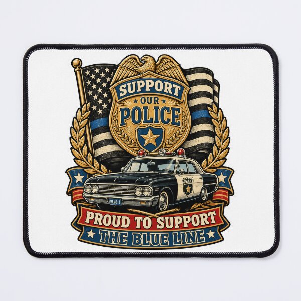 Item preview, Support Our Police Vintage Badge Thin Blue Line Retro Gift designed and sold by ConCeptGifts.
