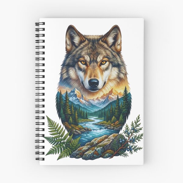 Item preview, Double Exposure Wolf Mountain Landscape Watercolor designed and sold by Gabe1983.