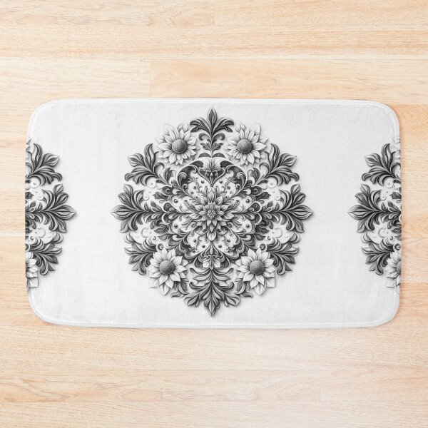 Item preview, Monochrome Floral Mandala designed and sold by samuel2025.