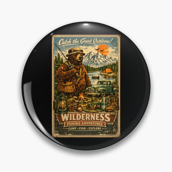 Item preview, Wilderness Fishing Adventures Retro Bear Camp Fish Explore Outdoor designed and sold by Artycom.