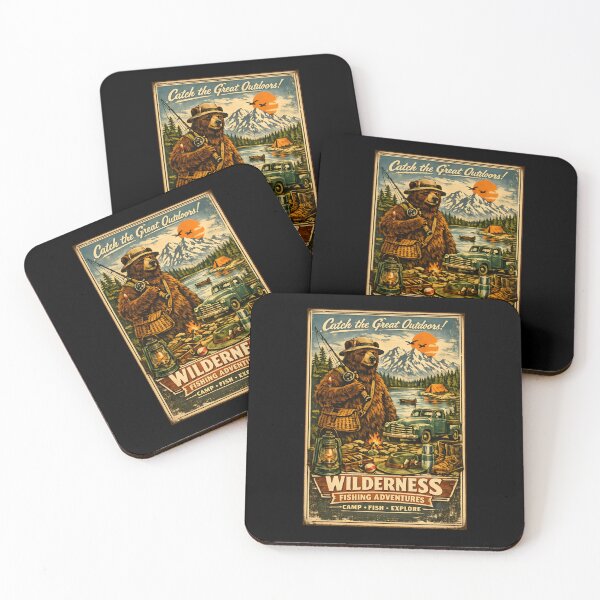Item preview, Wilderness Fishing Adventures Retro Bear Camp Fish Explore Outdoor designed and sold by Artycom.