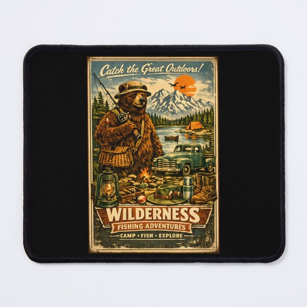 Item preview, Wilderness Fishing Adventures Retro Bear Camp Fish Explore Outdoor designed and sold by Artycom.