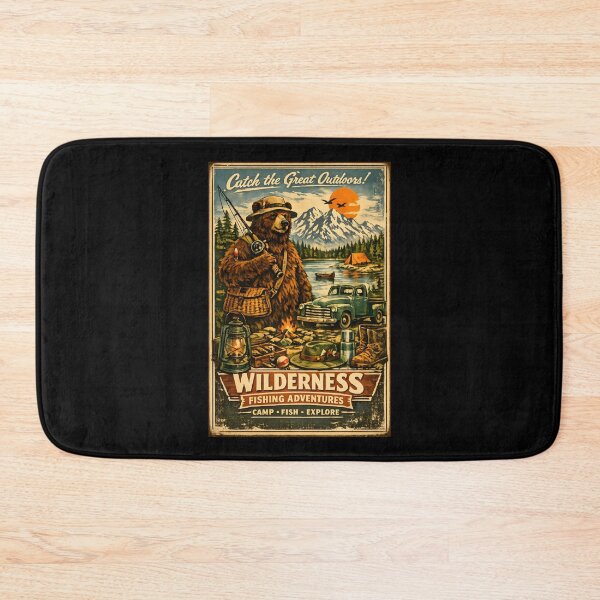 Item preview, Wilderness Fishing Adventures Retro Bear Camp Fish Explore Outdoor designed and sold by Artycom.