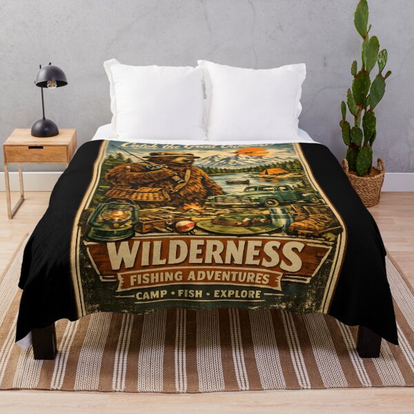 Item preview, Wilderness Fishing Adventures Retro Bear Camp Fish Explore Outdoor designed and sold by Artycom.