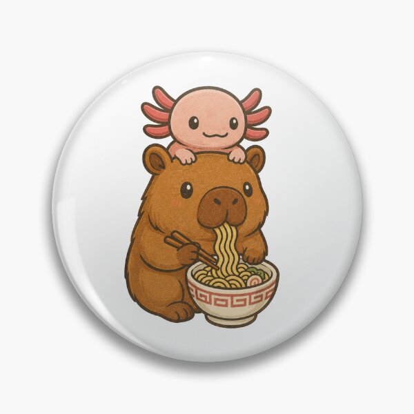 Item preview, Cute Capybara And Axolotl Enjoying Ramen Retro Vintage designed and sold by Moizento.