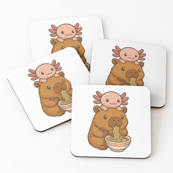 Item preview, Cute Capybara And Axolotl Enjoying Ramen Retro Vintage designed and sold by Moizento.