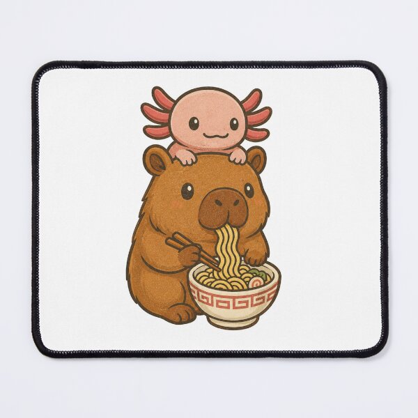 Item preview, Cute Capybara And Axolotl Enjoying Ramen Retro Vintage designed and sold by Moizento.