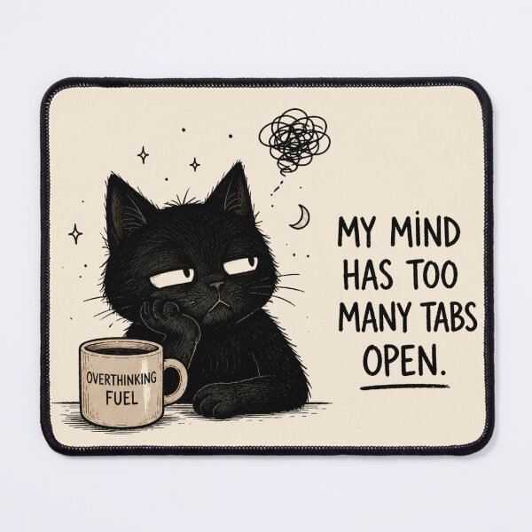 Item preview, My Mind Has Too Many Tabs Open | Overthinking Cat Design designed and sold by VibeFlowStudio.