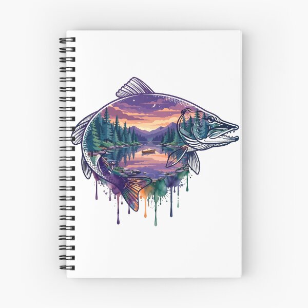 Item preview, ishing Lake Landscape Retro Watercolor Graphics Outdoor Nature Adventure Design designed and sold by Keingdesign.