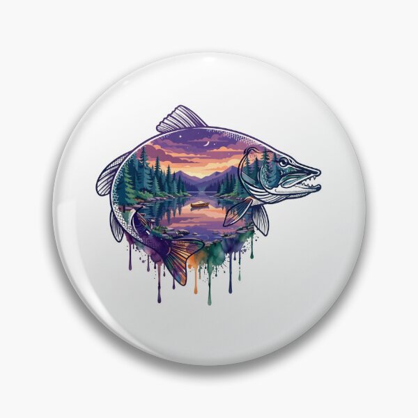 Item preview, ishing Lake Landscape Retro Watercolor Graphics Outdoor Nature Adventure Design designed and sold by Keingdesign.
