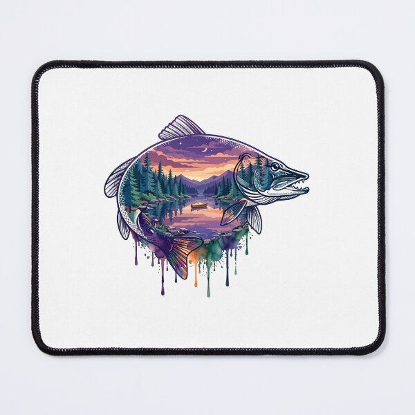 Item preview, ishing Lake Landscape Retro Watercolor Graphics Outdoor Nature Adventure Design designed and sold by Keingdesign.