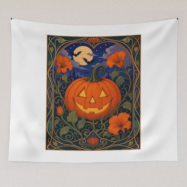 Item preview, Art Nouveau Halloween Jack O Lantern Pumpkin designed and sold by AntiqueImages.
