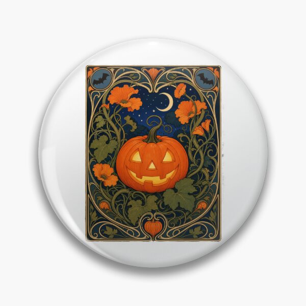 Item preview, Art Nouveau Halloween Jack-o-Lantern Pumpkin designed and sold by AntiqueImages.
