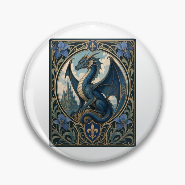 Item preview, Majestic Blue Dragon Art Nouveau Castle designed and sold by AntiqueImages.
