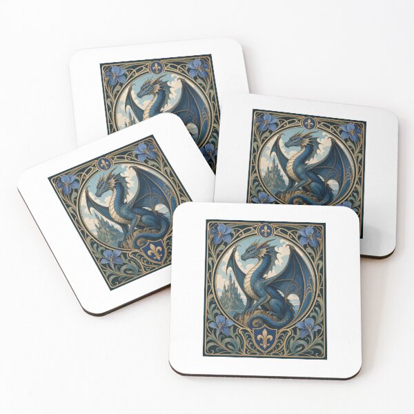 Item preview, Majestic Blue Dragon Art Nouveau Castle designed and sold by AntiqueImages.