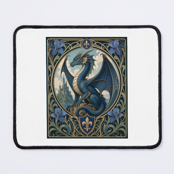 Item preview, Majestic Blue Dragon Art Nouveau Castle designed and sold by AntiqueImages.