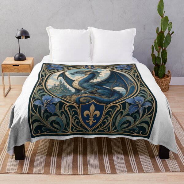 Item preview, Majestic Blue Dragon Art Nouveau Castle designed and sold by AntiqueImages.