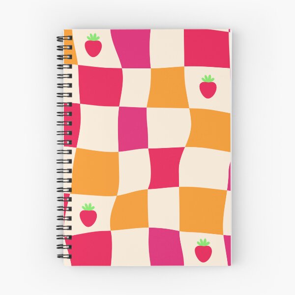 Item preview, Cute Strawberry Checkerboard Pattern | Wavy Pink & Orange Seamless Design designed and sold by Purple Moon .