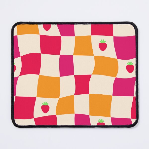 Item preview, Cute Strawberry Checkerboard Pattern | Wavy Pink & Orange Seamless Design designed and sold by Purple Moon .