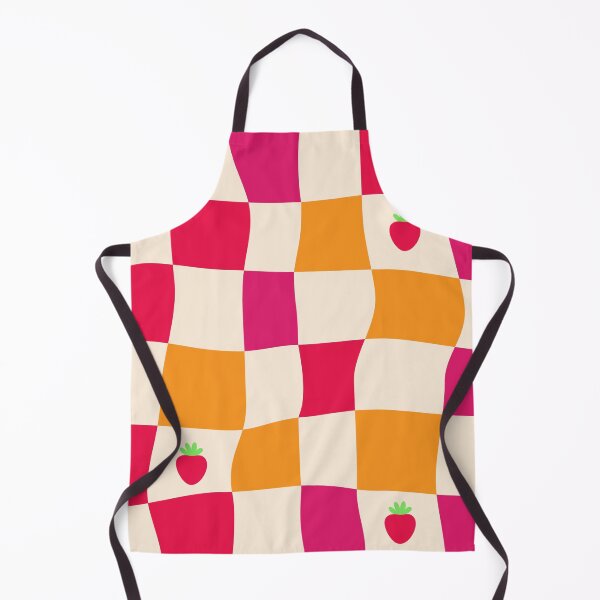 Item preview, Cute Strawberry Checkerboard Pattern | Wavy Pink & Orange Seamless Design designed and sold by Purple Moon .