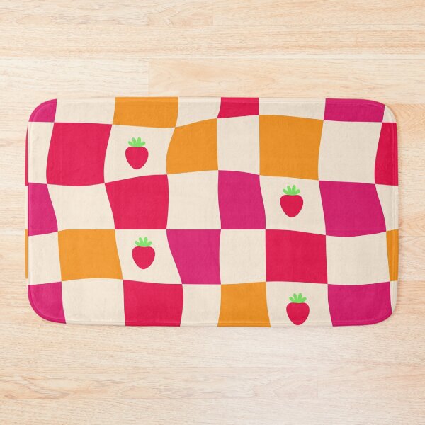 Artikelvorschau, Cute Strawberry Checkerboard Pattern | Wavy Pink & Orange Seamless Design entworfen und verkauft von Purple Moon .