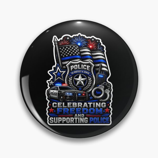Item preview, Celebrating Freedom Supporting Police 4th Of July Blue Line Gift designed and sold by ConCeptGifts.