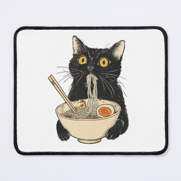 Item preview, Funny Cat Eating Ramen Vintage Japanese Noodles designed and sold by Moizento.