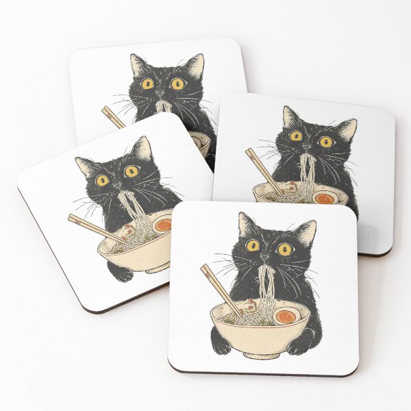 Item preview, Funny Cat Eating Ramen Vintage Japanese Noodles designed and sold by Moizento.