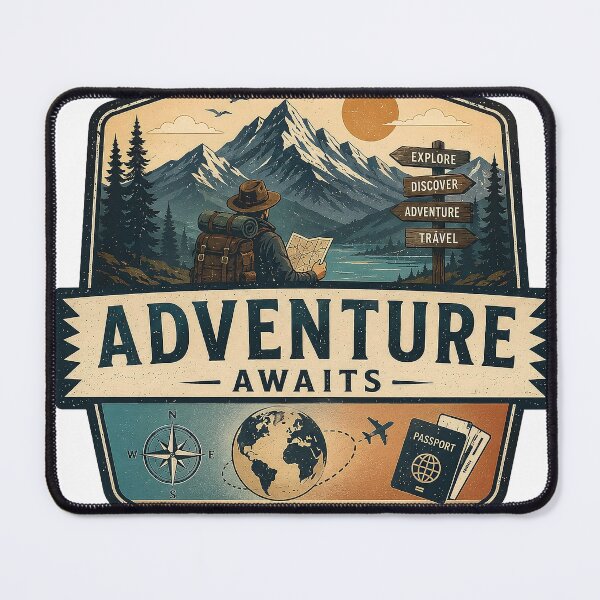 Item preview, Adventure Awaits Vintage Travel Badge designed and sold by ali prints.