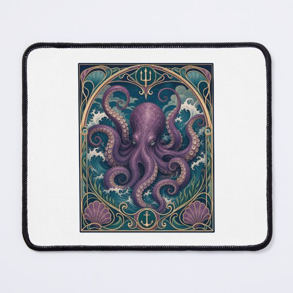 Item preview, Art Nouveau Octopus Kraken Ocean Waves Design designed and sold by AntiqueImages.