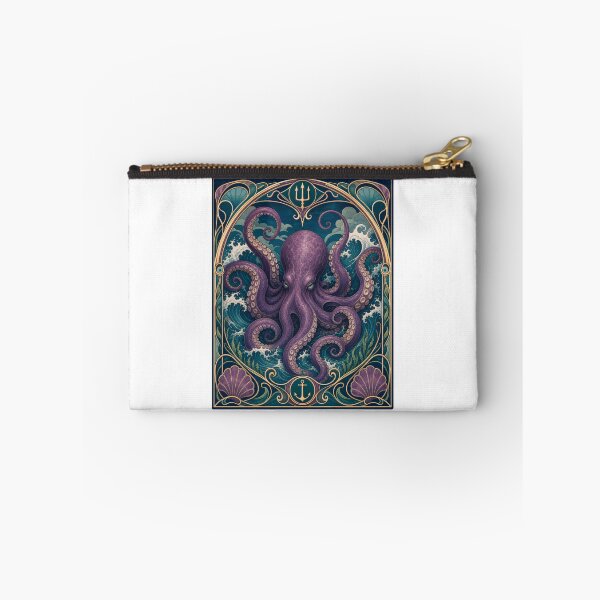 Item preview, Art Nouveau Octopus Kraken Ocean Waves Design designed and sold by AntiqueImages.